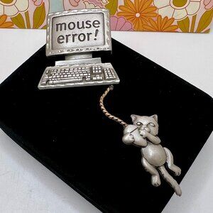 JJ Jonette Pewter Computer Mouse Error Brooch